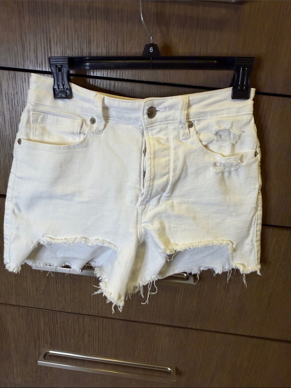 Good American White High-Rise Distressed Jean Shorts